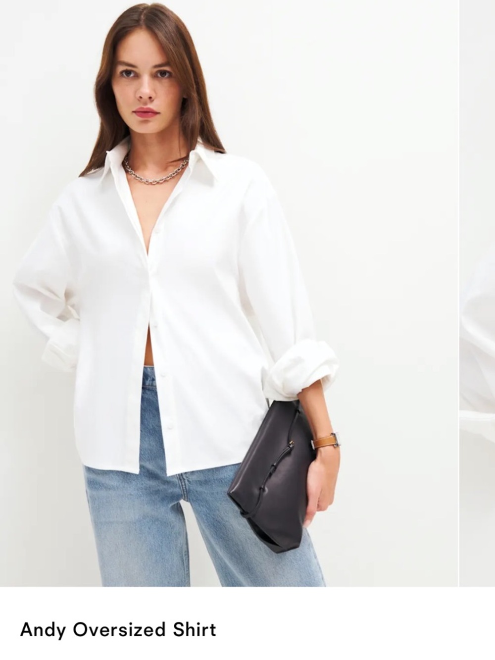 Reformation Andy White Button-Down Oversized Shirt, Brand New